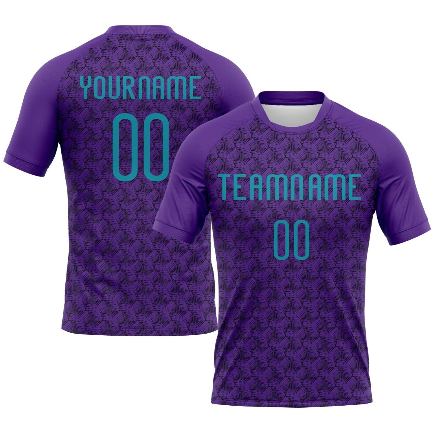Custom Purple Teal-Black Geometric Shape Sublimation Volleyball Uniform Jersey photo 1