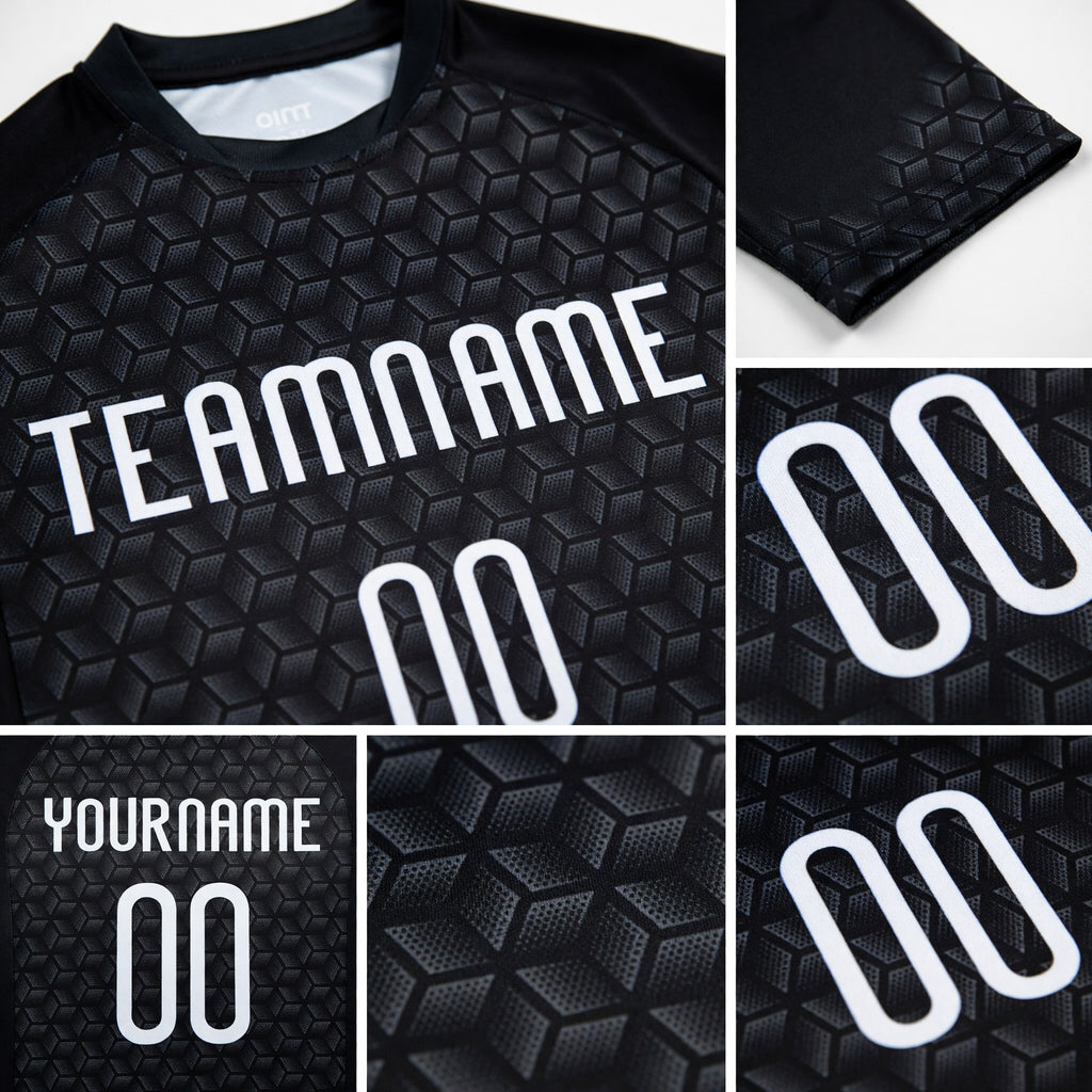Custom Black White Geometric Shape Sublimation Volleyball Uniform Jersey detail