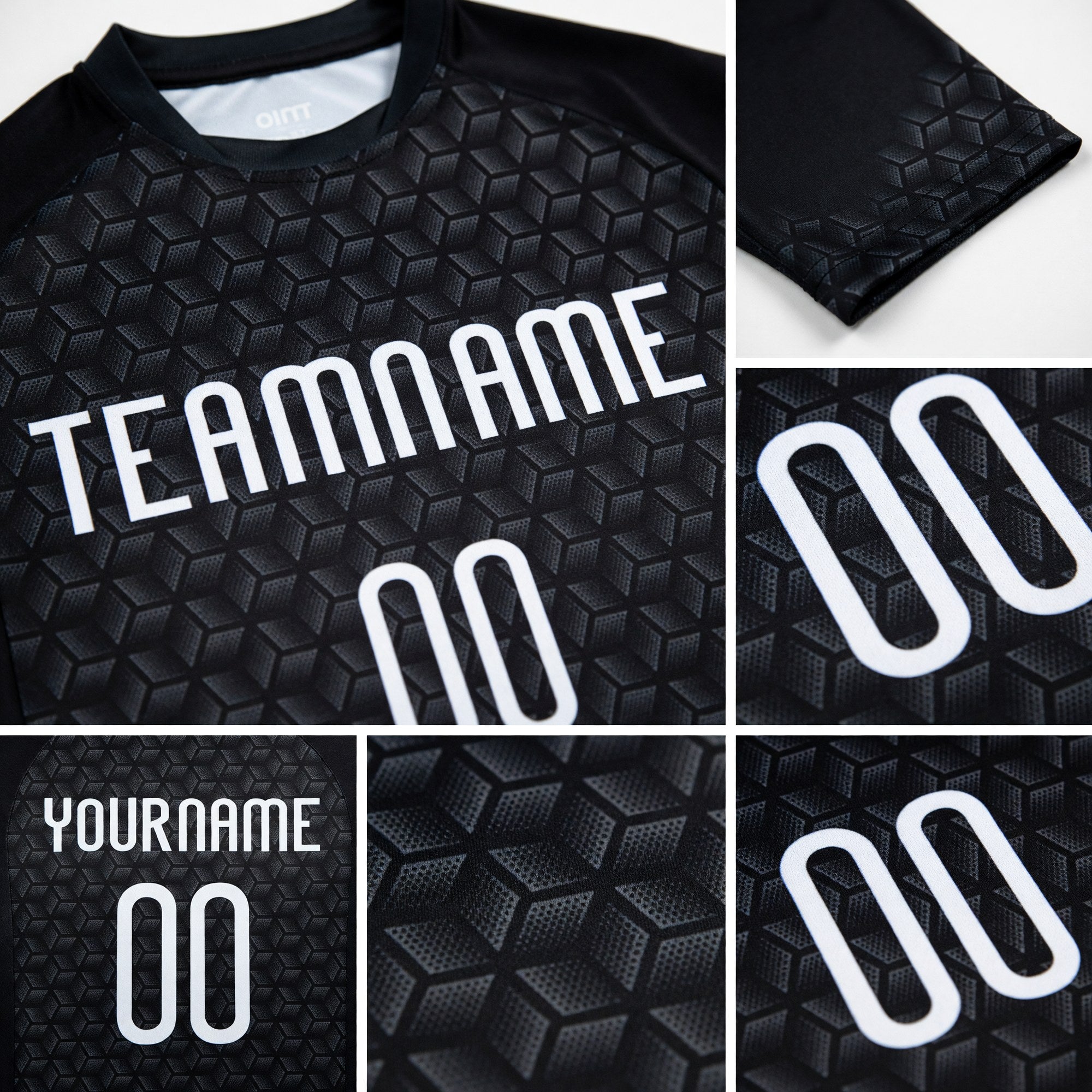 Custom Black White Geometric Shape Sublimation Volleyball Uniform Jersey detail