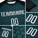 Custom Teal White-Black Geometric Shape Sublimation Volleyball Uniform Jersey detail