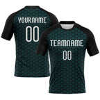 Custom Teal White-Black Geometric Shape Sublimation Volleyball Uniform Jersey photo 1