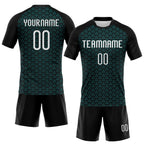 Custom Teal White-Black Geometric Shape Sublimation Volleyball Uniform Jersey photo 2