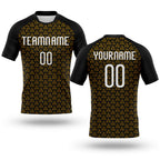 Custom Gold White-Black Geometric Shape Sublimation Volleyball Uniform Jersey