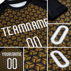 Custom Gold White-Black Geometric Shape Sublimation Volleyball Uniform Jersey detail