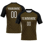 Custom Gold White-Black Geometric Shape Sublimation Volleyball Uniform Jersey photo 1