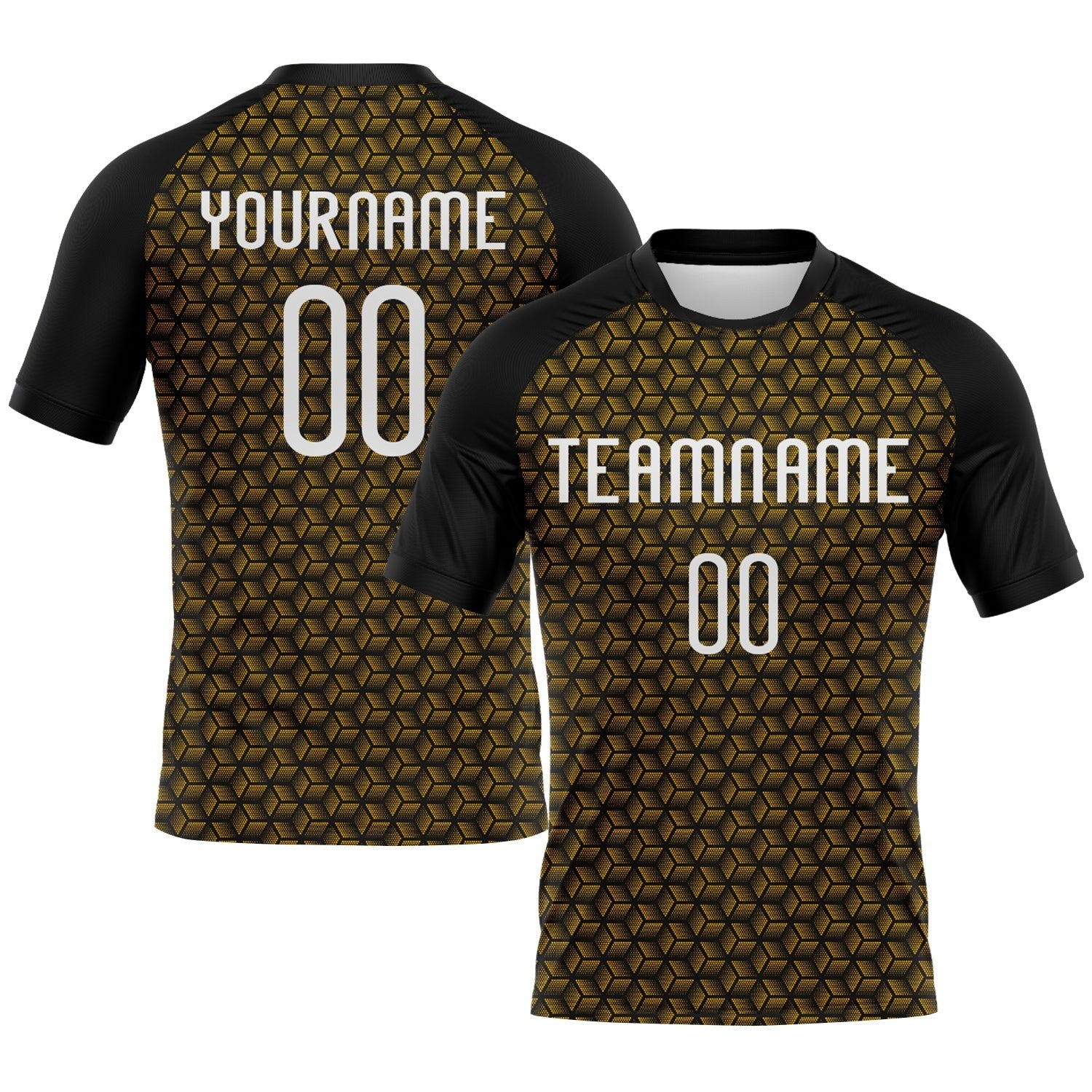 Custom Gold White-Black Geometric Shape Sublimation Volleyball Uniform Jersey photo 1