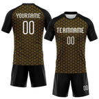 Custom Gold White-Black Geometric Shape Sublimation Volleyball Uniform Jersey photo 2