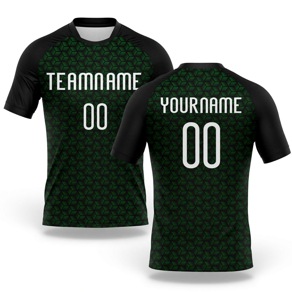 Custom Grass Green White-Black Geometric Shape Sublimation Volleyball Uniform Jersey