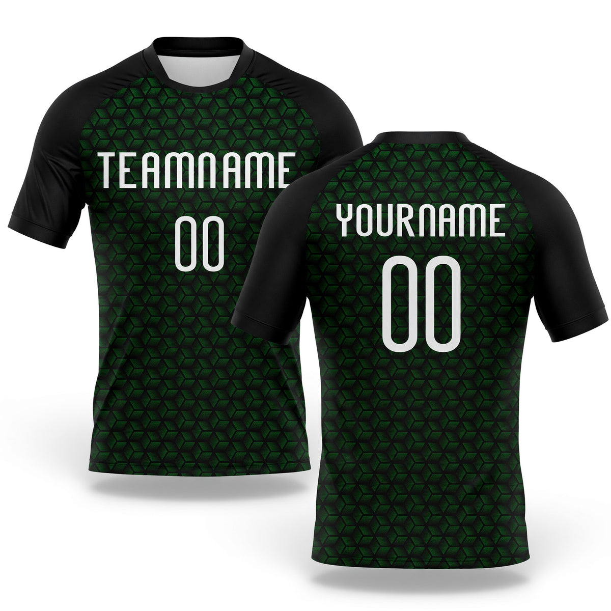 Custom Grass Green White-Black Geometric Shape Sublimation Volleyball Uniform Jersey