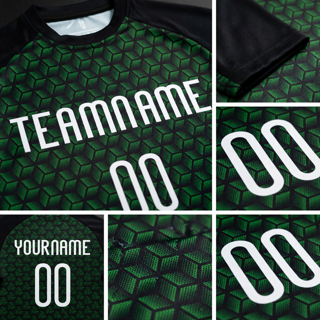 Custom Grass Green White-Black Geometric Shape Sublimation Volleyball Uniform Jersey detail