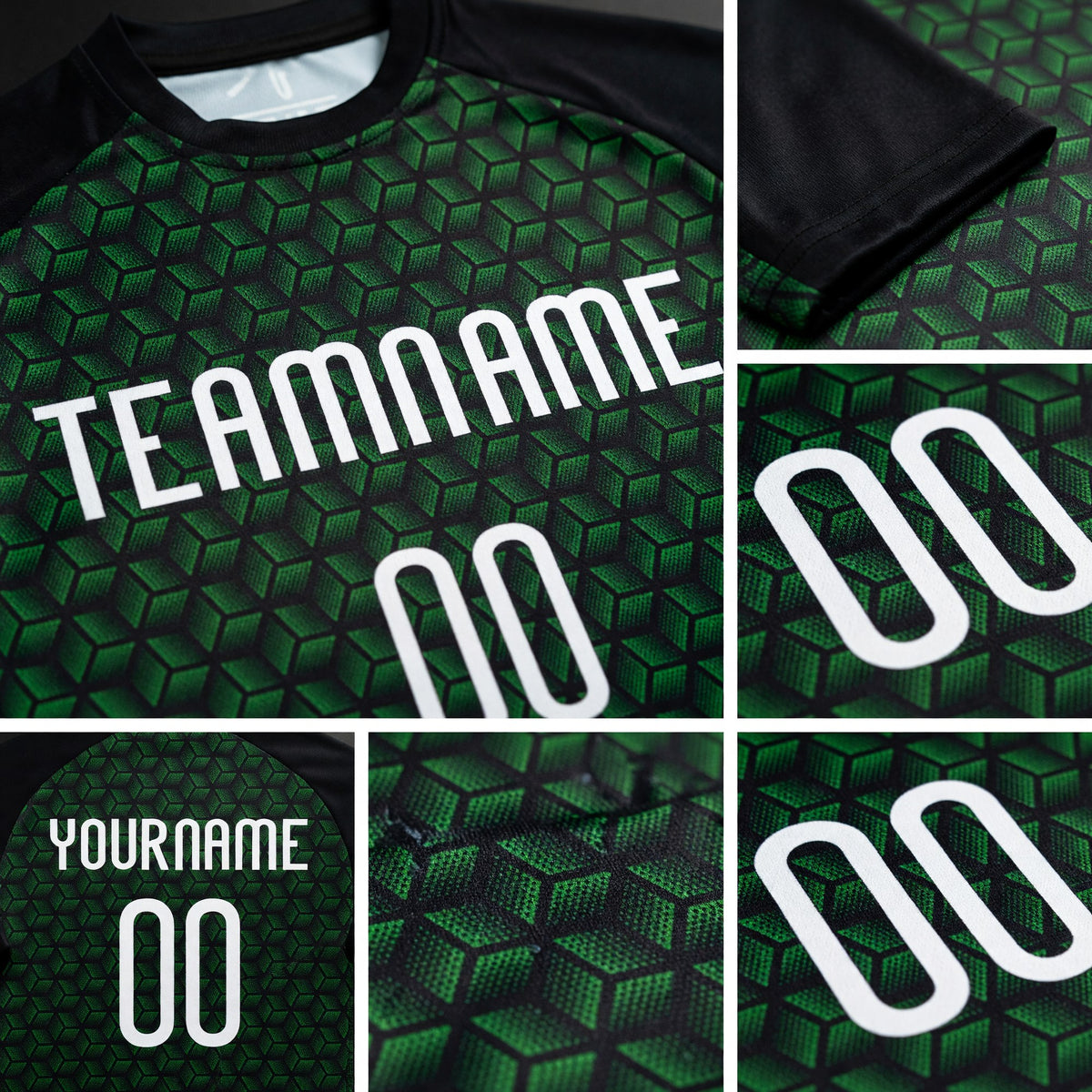 Custom Grass Green White-Black Geometric Shape Sublimation Volleyball Uniform Jersey detail