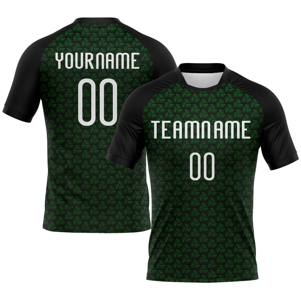 Custom Grass Green White-Black Geometric Shape Sublimation Volleyball Uniform Jersey photo 1