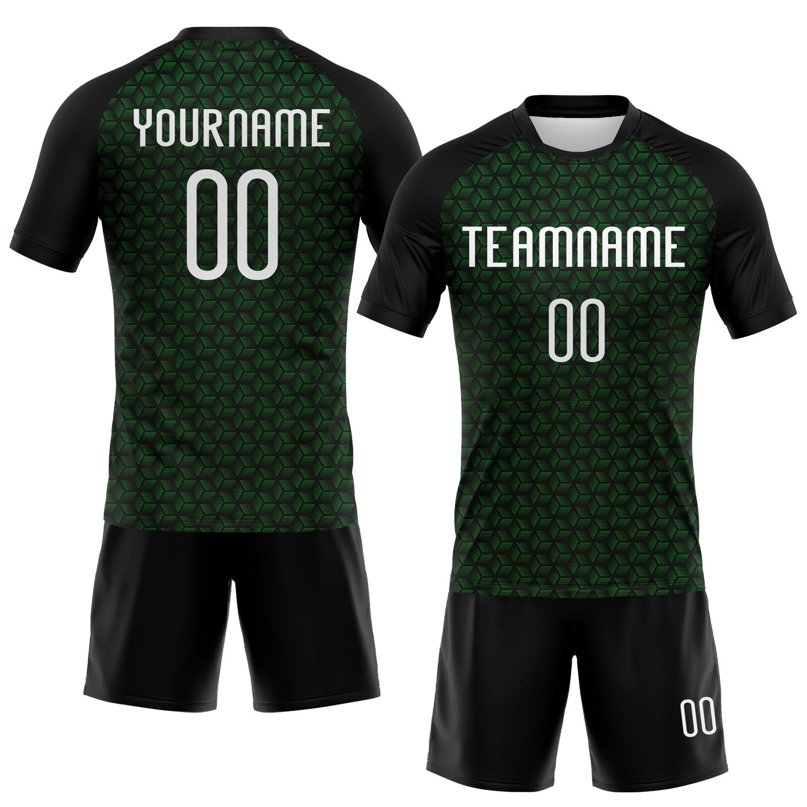 Custom Grass Green White-Black Geometric Shape Sublimation Volleyball Uniform Jersey photo 2