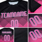 Custom Pink Black-Light Blue Geometric Shape Sublimation Volleyball Uniform Jersey detail