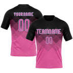 Custom Pink Black-Light Blue Geometric Shape Sublimation Volleyball Uniform Jersey photo 1