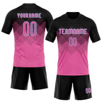 Custom Pink Black-Light Blue Geometric Shape Sublimation Volleyball Uniform Jersey photo 2