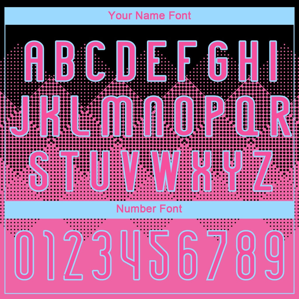 Custom Pink Black-Light Blue Geometric Shape Sublimation Volleyball Uniform Jersey photo 5