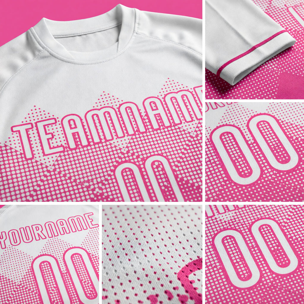 Custom Pink White Geometric Shape Sublimation Volleyball Uniform Jersey detail