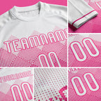 Custom Pink White Geometric Shape Sublimation Volleyball Uniform Jersey detail