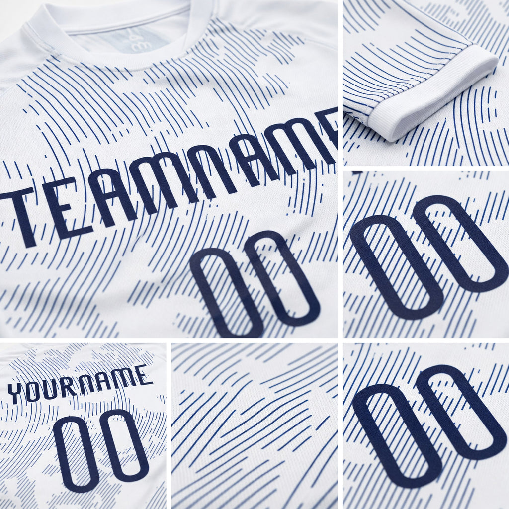 Custom White Navy Curve Lines Sublimation Volleyball Uniform Jersey detail