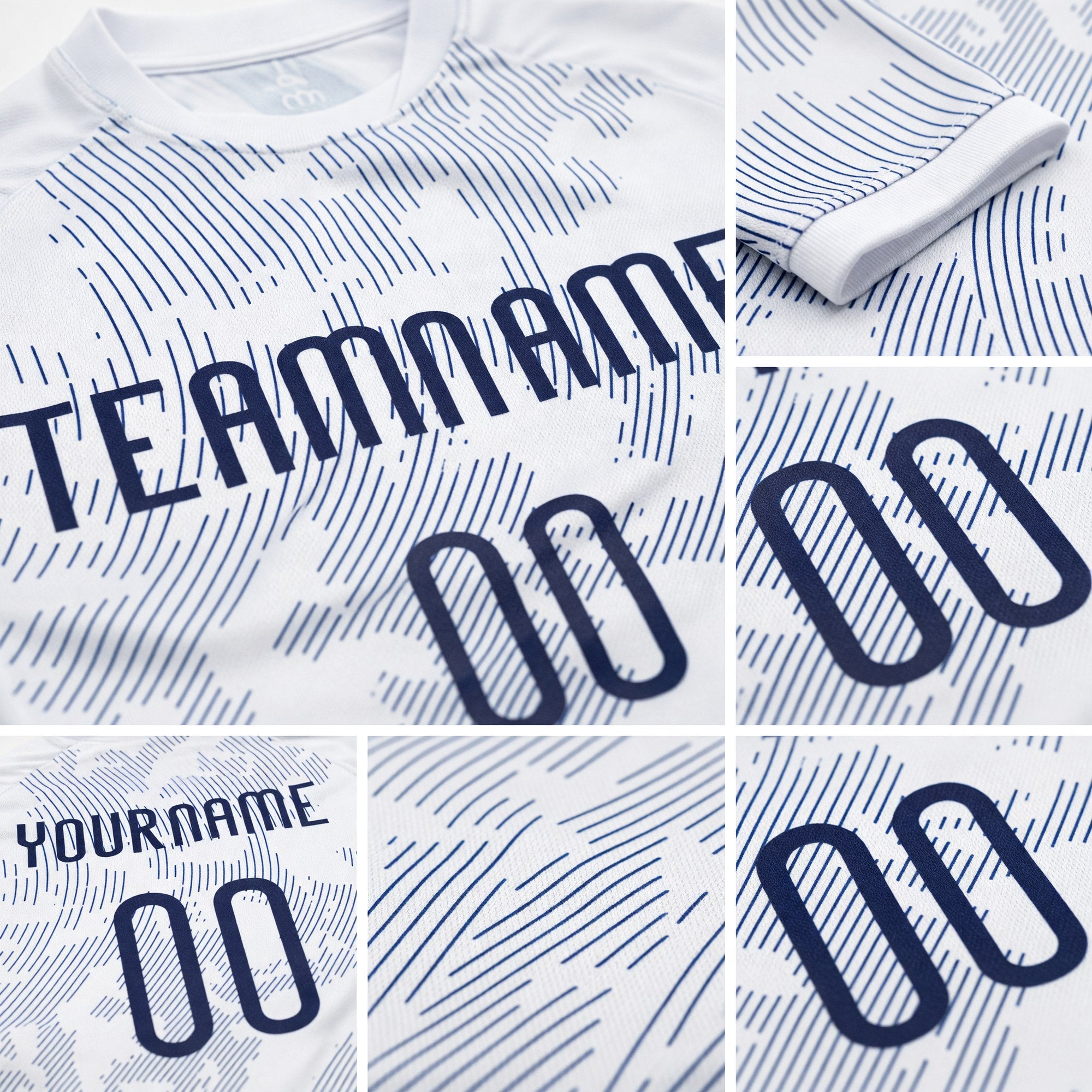 Custom White Navy Curve Lines Sublimation Volleyball Uniform Jersey detail