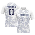 Custom White Navy Curve Lines Sublimation Volleyball Uniform Jersey photo 1