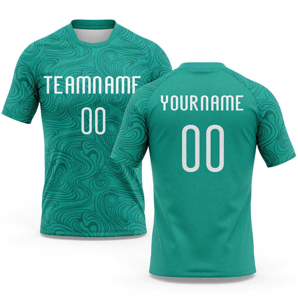 Custom Aqua White Lines Sublimation Volleyball Uniform Jersey