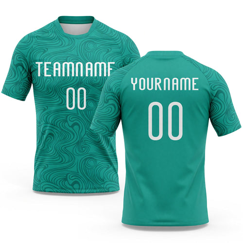 Custom Aqua White Lines Sublimation Volleyball Uniform Jersey