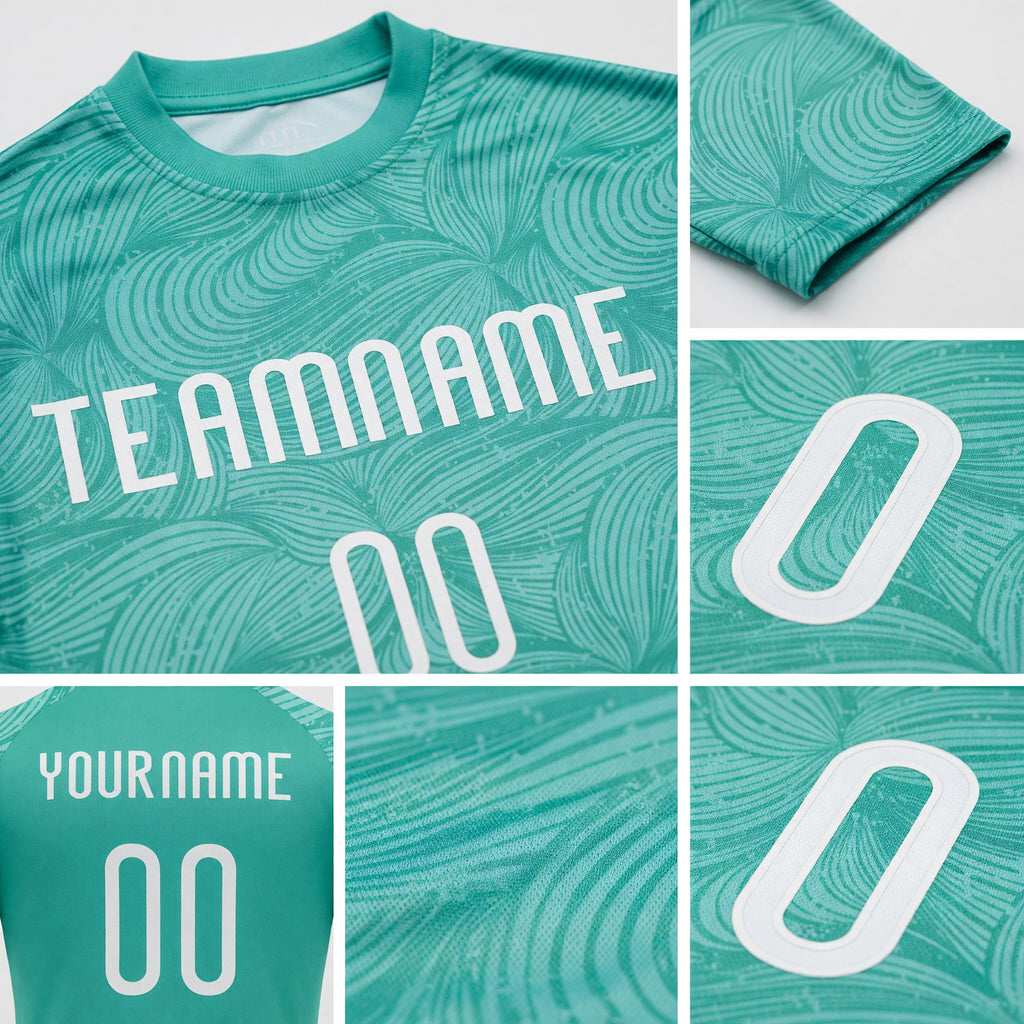 Custom Aqua White Lines Sublimation Volleyball Uniform Jersey detail