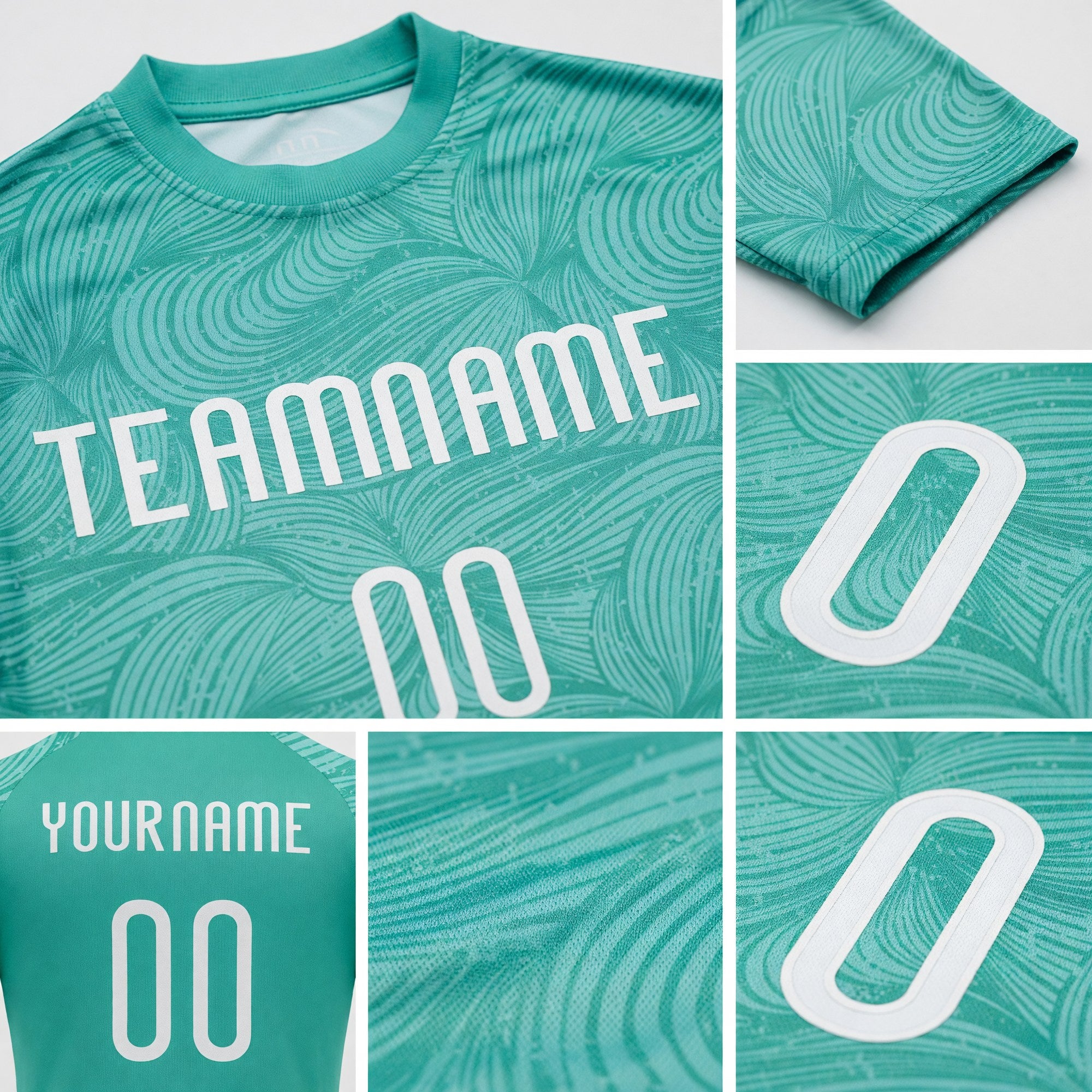 Custom Aqua White Lines Sublimation Volleyball Uniform Jersey detail
