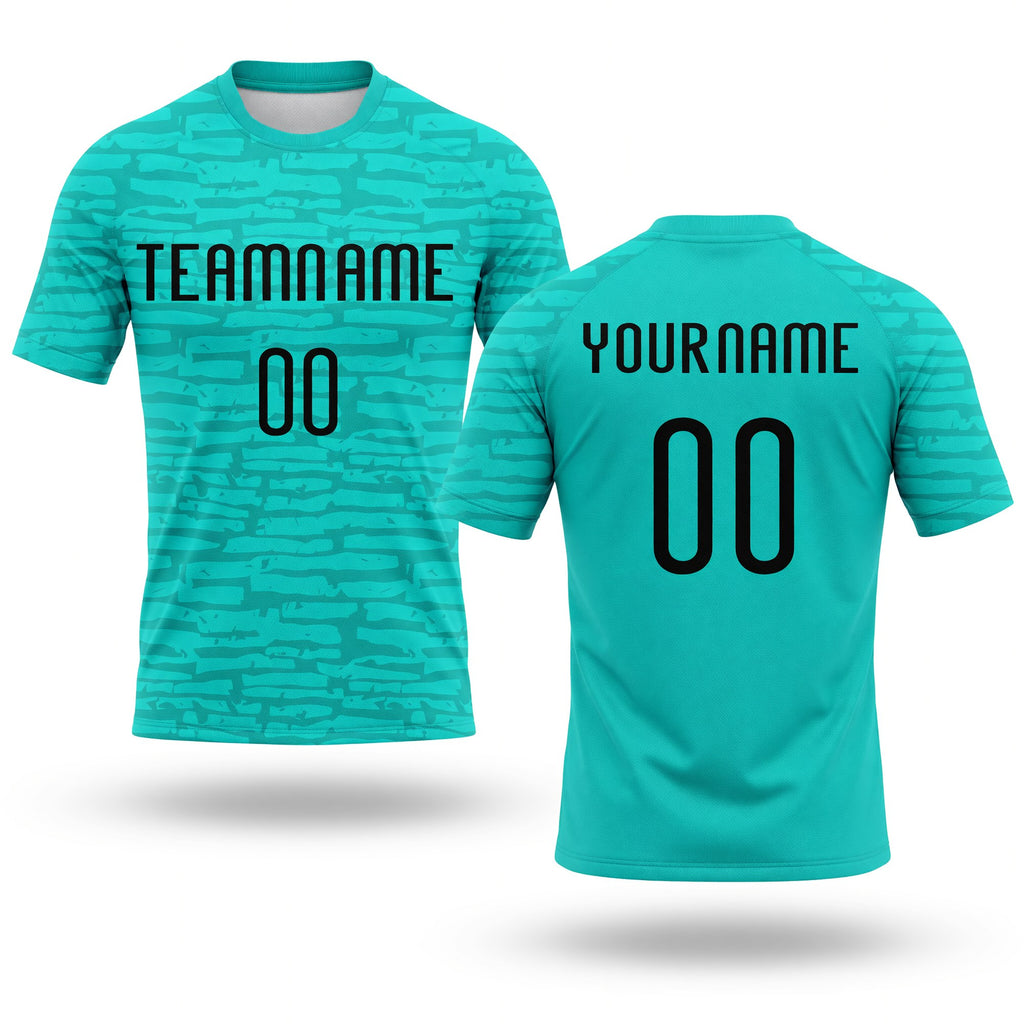 Custom Aqua Black Abstract Fragment Art Sublimation Volleyball Uniform Jersey
