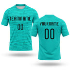 Custom Aqua Black Abstract Fragment Art Sublimation Volleyball Uniform Jersey