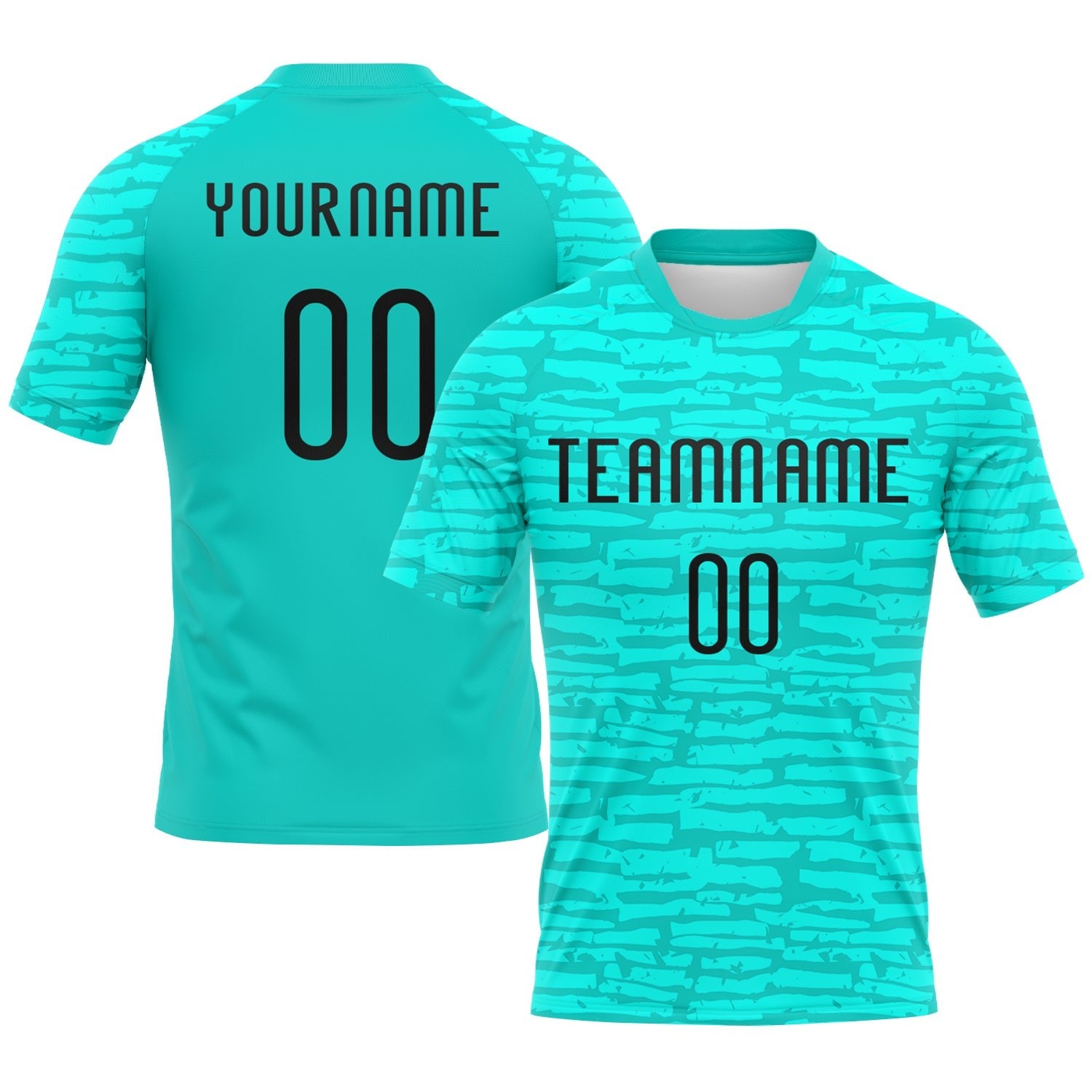 Custom Aqua Black Abstract Fragment Art Sublimation Volleyball Uniform Jersey photo 1