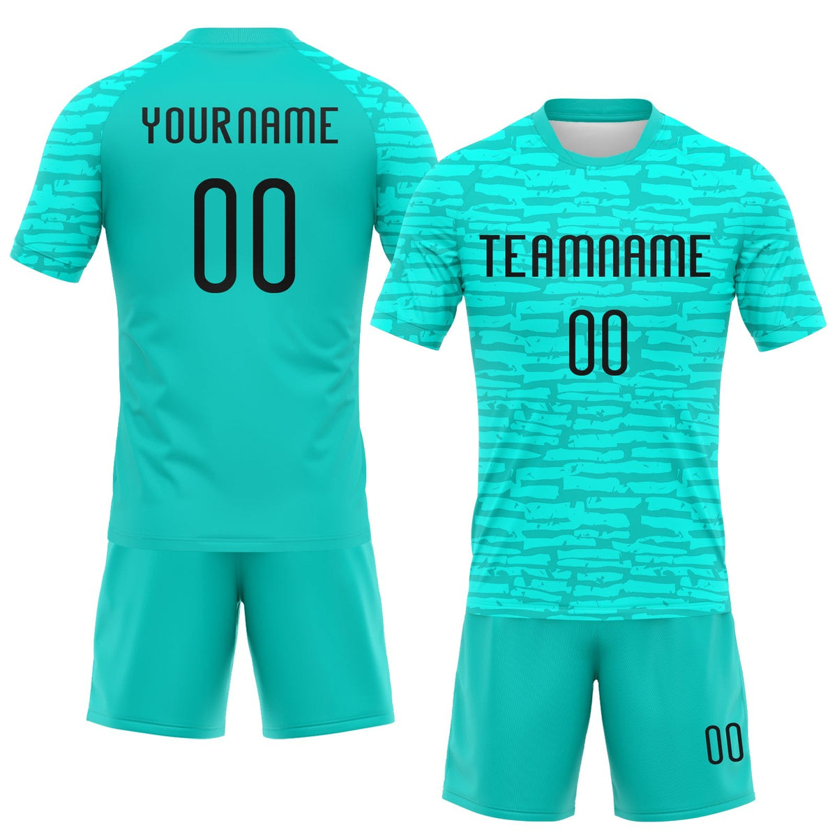 Custom Aqua Black Abstract Fragment Art Sublimation Volleyball Uniform Jersey photo 2
