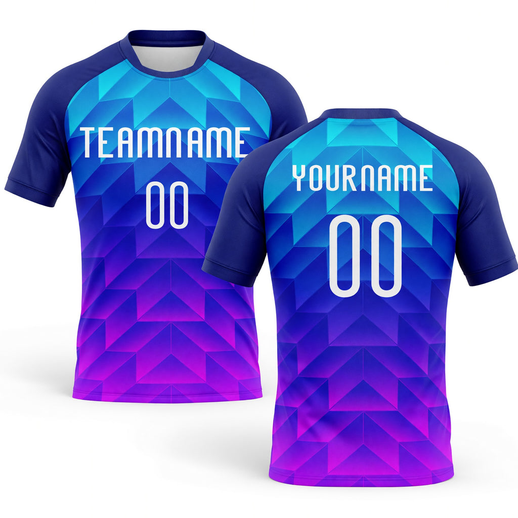 Custom Royal White-Pink Geometric Shape Sublimation Volleyball Uniform Jersey