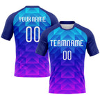 Custom Royal White-Pink Geometric Shape Sublimation Volleyball Uniform Jersey photo 1