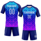Custom Royal White-Pink Geometric Shape Sublimation Volleyball Uniform Jersey photo 2