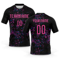 Custom Black Pink-Light Blue Abstract Fragment Art Sublimation Volleyball Uniform Jersey
