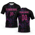 Custom Black Pink-Light Blue Abstract Fragment Art Sublimation Volleyball Uniform Jersey