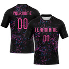 Custom Black Pink-Light Blue Abstract Fragment Art Sublimation Volleyball Uniform Jersey photo 1