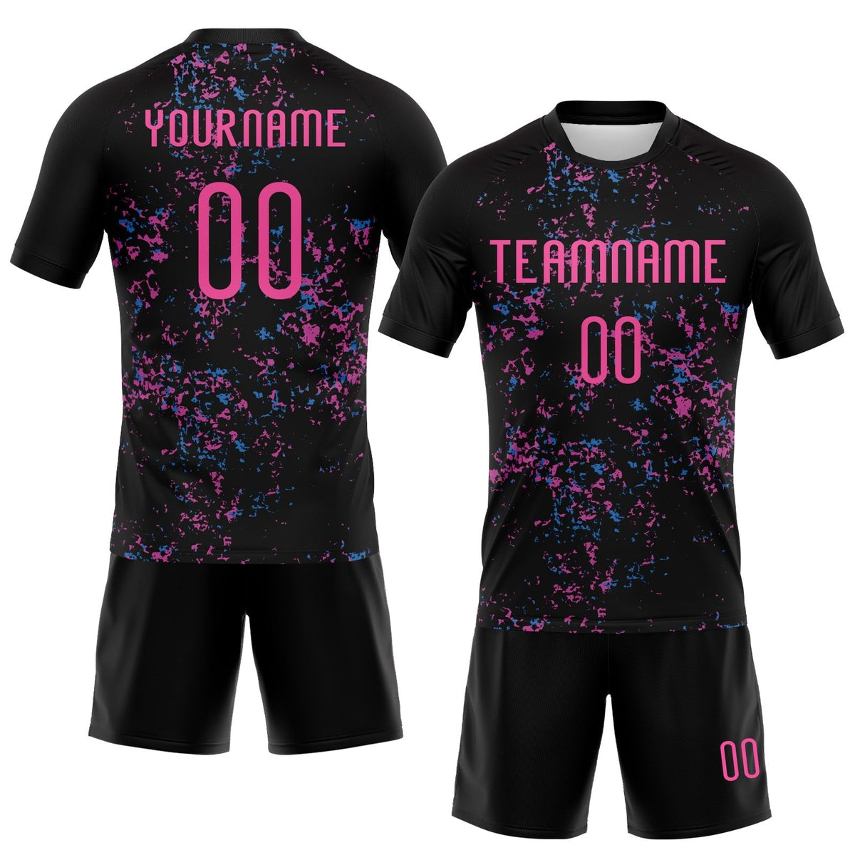 Custom Black Pink-Light Blue Abstract Fragment Art Sublimation Volleyball Uniform Jersey photo 2