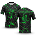 Custom Black Neon Green Abstract Network Sublimation Volleyball Uniform Jersey