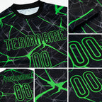 Custom Black Neon Green Abstract Network Sublimation Volleyball Uniform Jersey detail