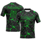 Custom Black Neon Green Abstract Network Sublimation Volleyball Uniform Jersey photo 1