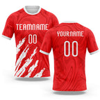 Custom Red White Abstract Fragment Art Sublimation Volleyball Uniform Jersey
