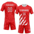 Custom Red White Abstract Fragment Art Sublimation Volleyball Uniform Jersey photo 2