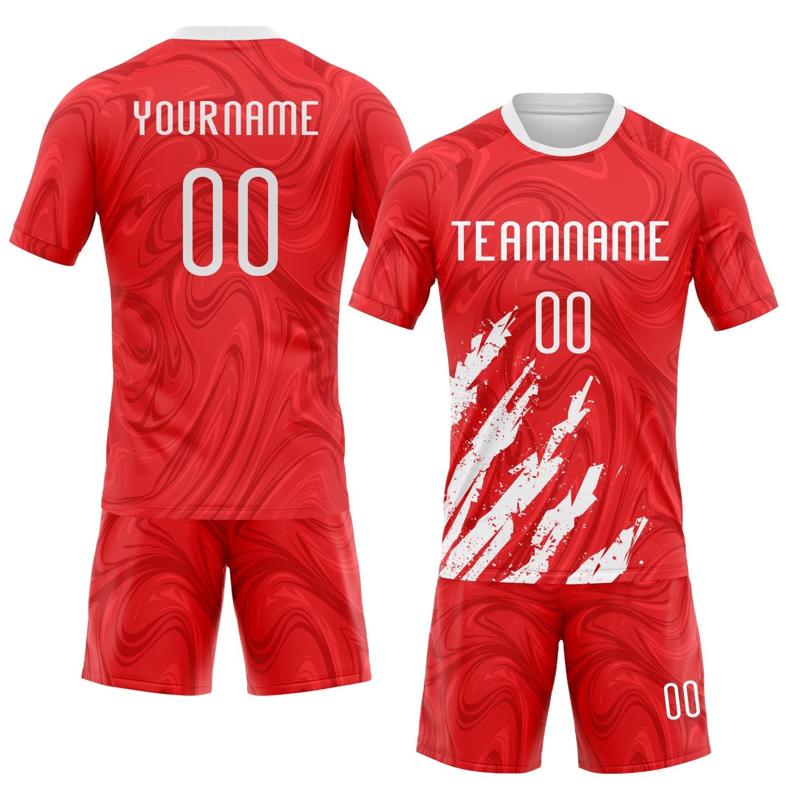 Custom Red White Abstract Fragment Art Sublimation Volleyball Uniform Jersey photo 2