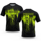 Custom Black Neon Green Dripping Splatter Art Sublimation Volleyball Uniform Jersey