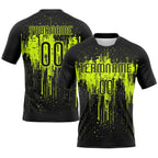Custom Black Neon Green Dripping Splatter Art Sublimation Volleyball Uniform Jersey photo 1