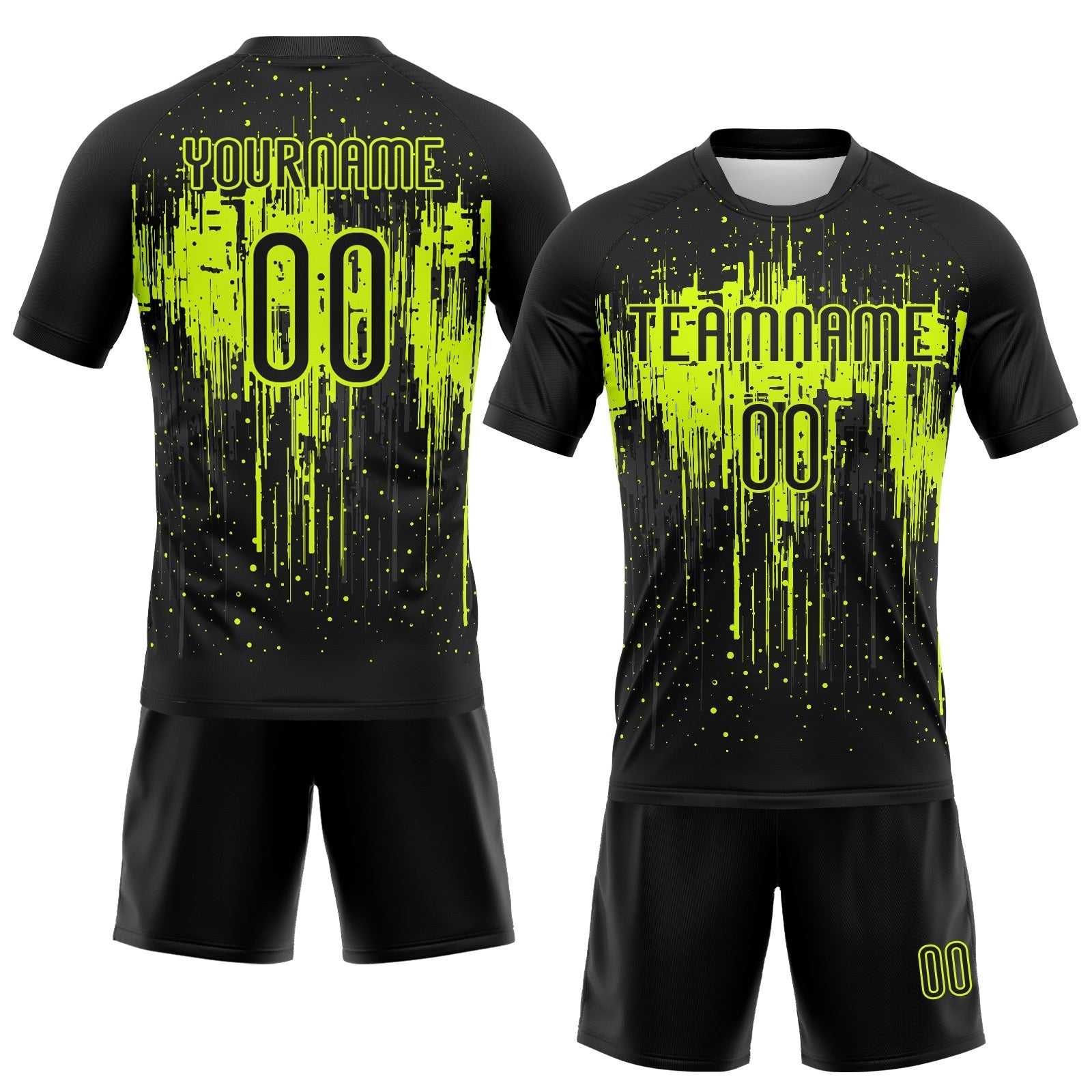 Custom Black Neon Green Dripping Splatter Art Sublimation Volleyball Uniform Jersey photo 2